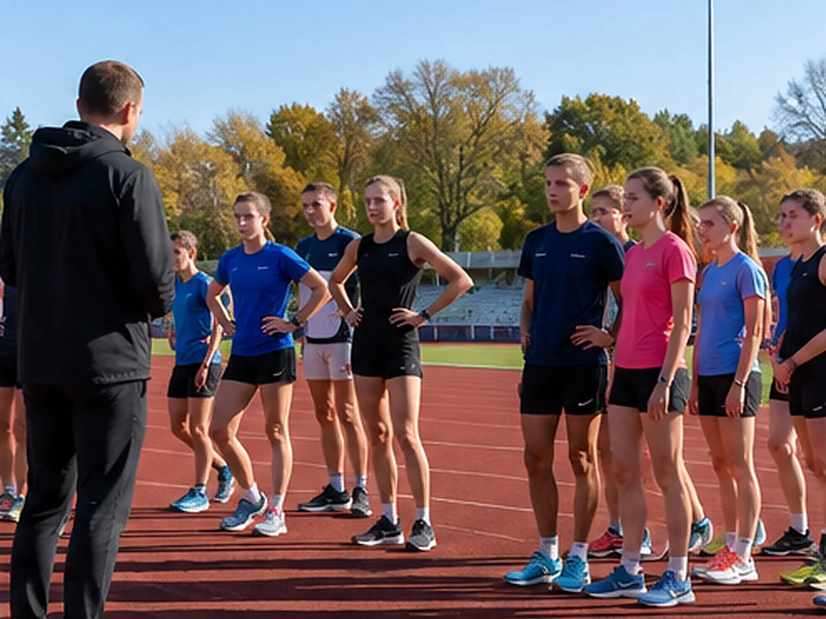 KI-generiertes Symbolbild von jungen Laufathleten beim Training auf einer Laufbahn