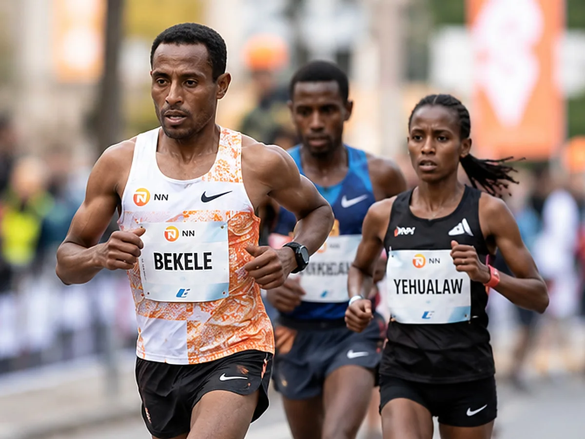 KI-generiertes Symbolbild eines internationalen Elitefelds beim Halbmarathon